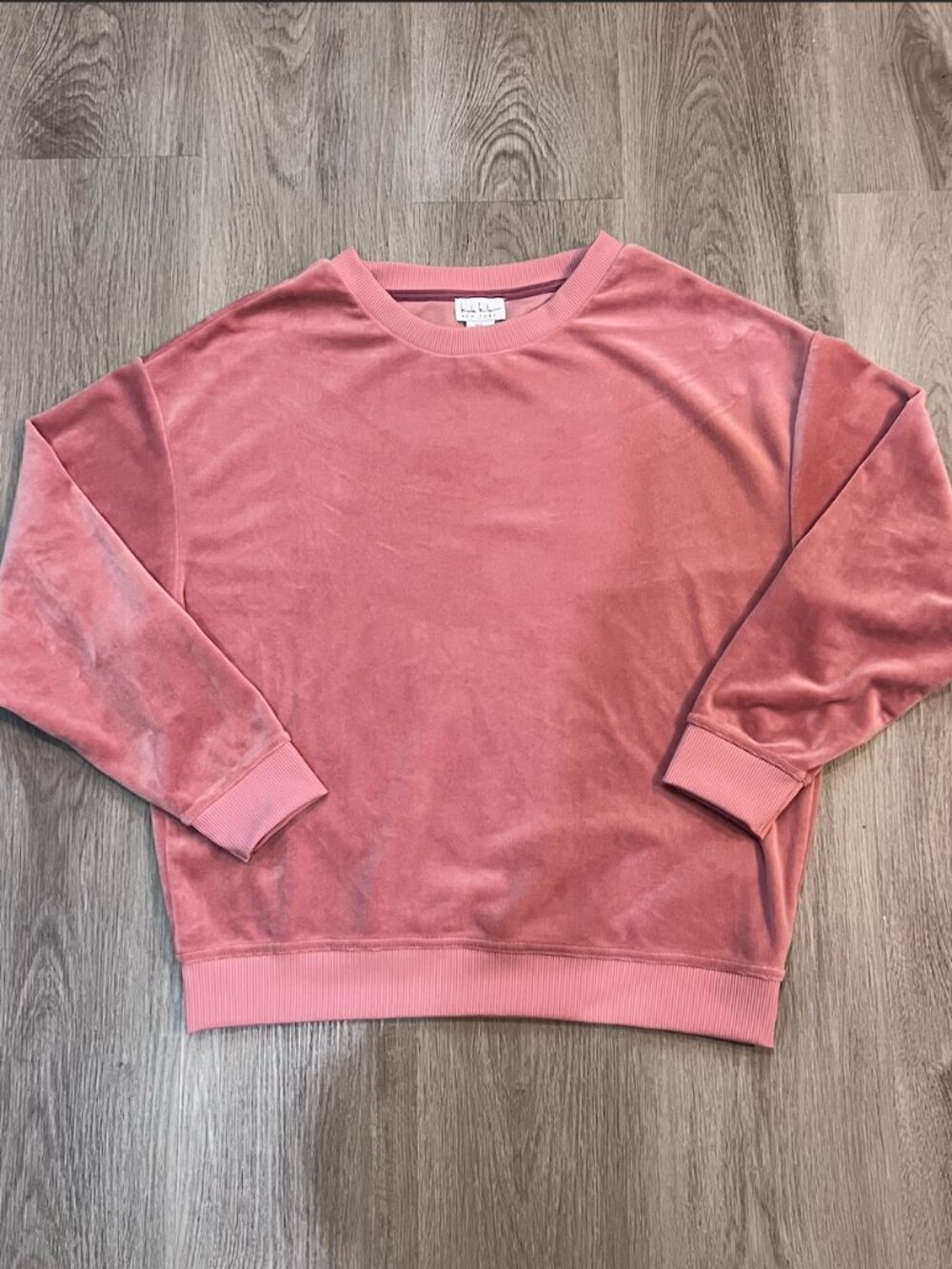 Nicole Miller New York Pink Velvet Pullover Sweatshirt Size Small